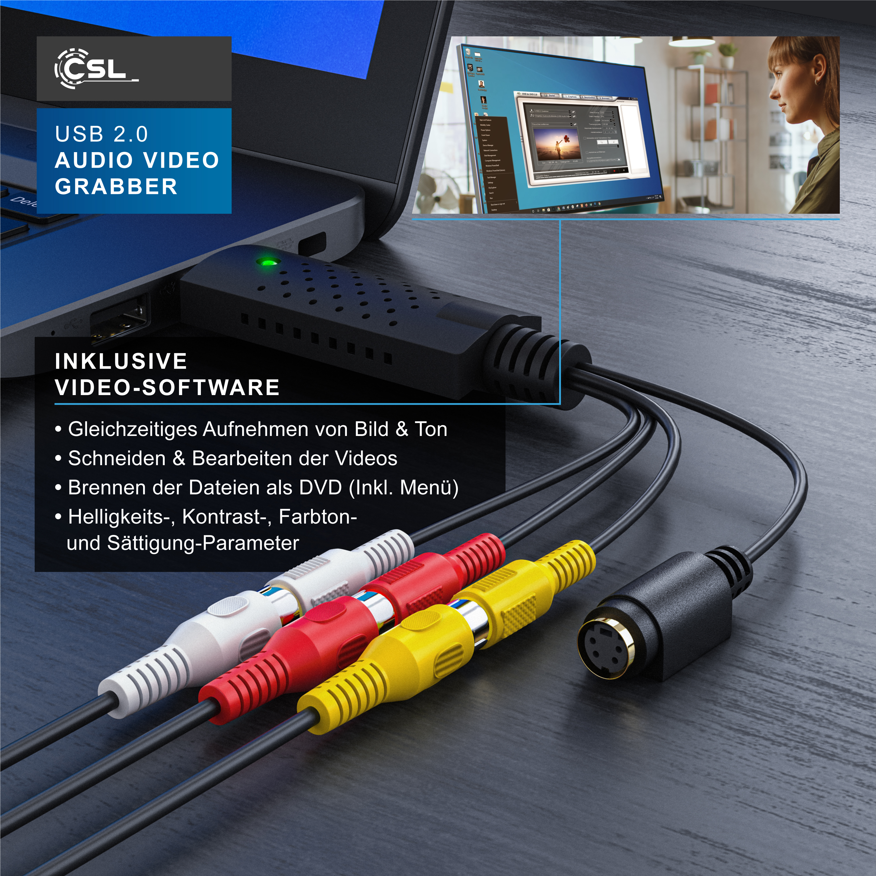 Usb video grabber capture vhs video converter adapter kabel
