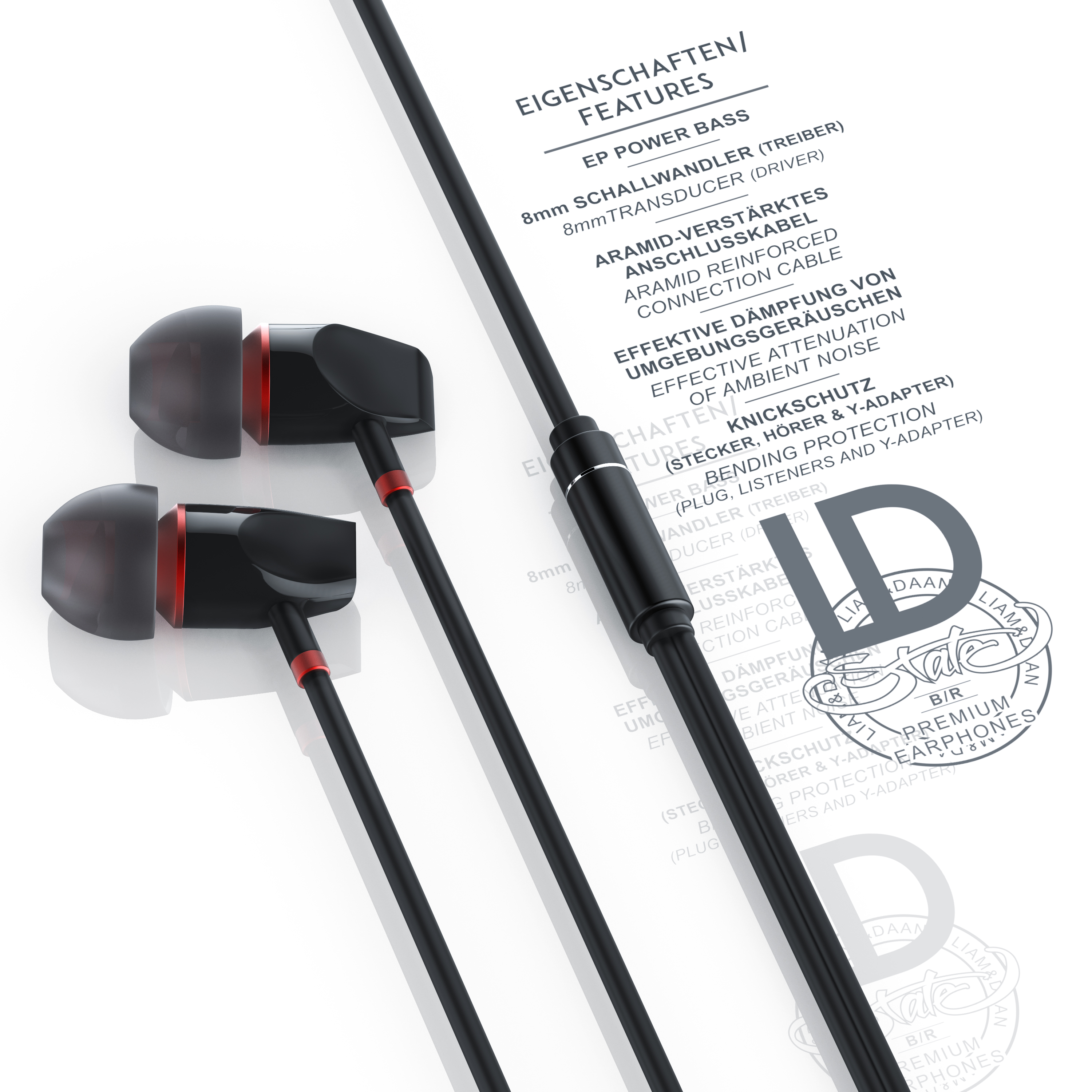 LIAM & DAAN Keramik In-Ear Kopfhörer "URBAN"/ High End EarphoneLD Design/ NEU