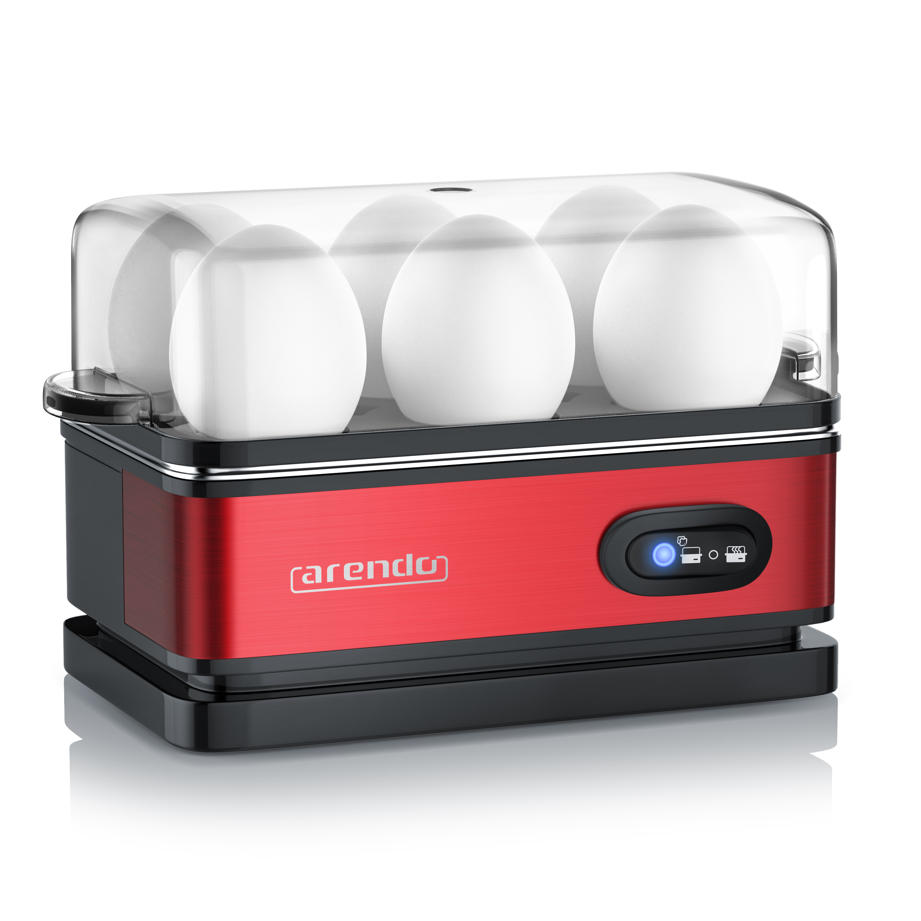 Arendo Eierkocher, 1-6 Eier, 400W, rot, rechteckig