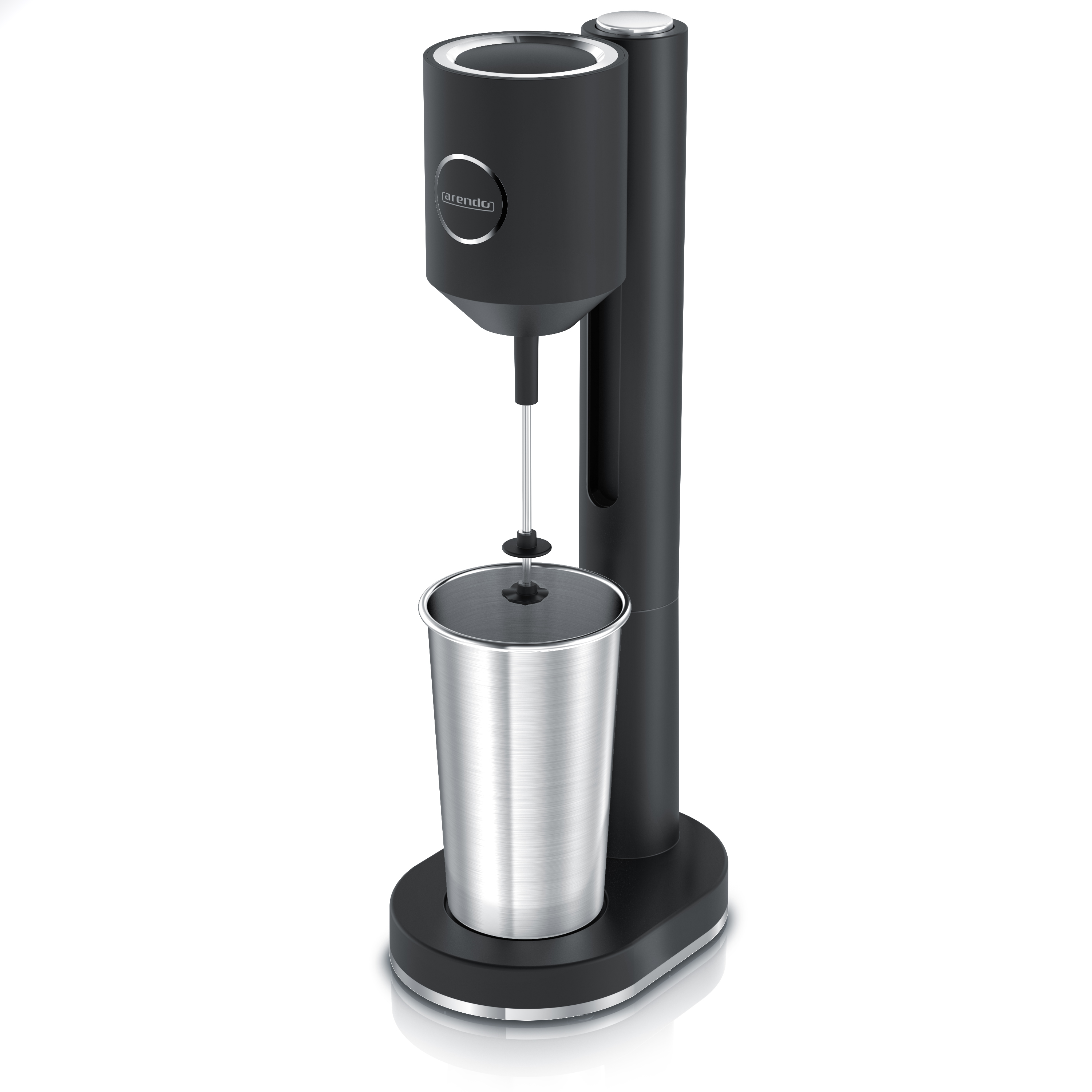 Arendo Getränkemixer 500ml Edelstahl 2 Rührstäbchen 2 Geschwindigkeiten Schwarz