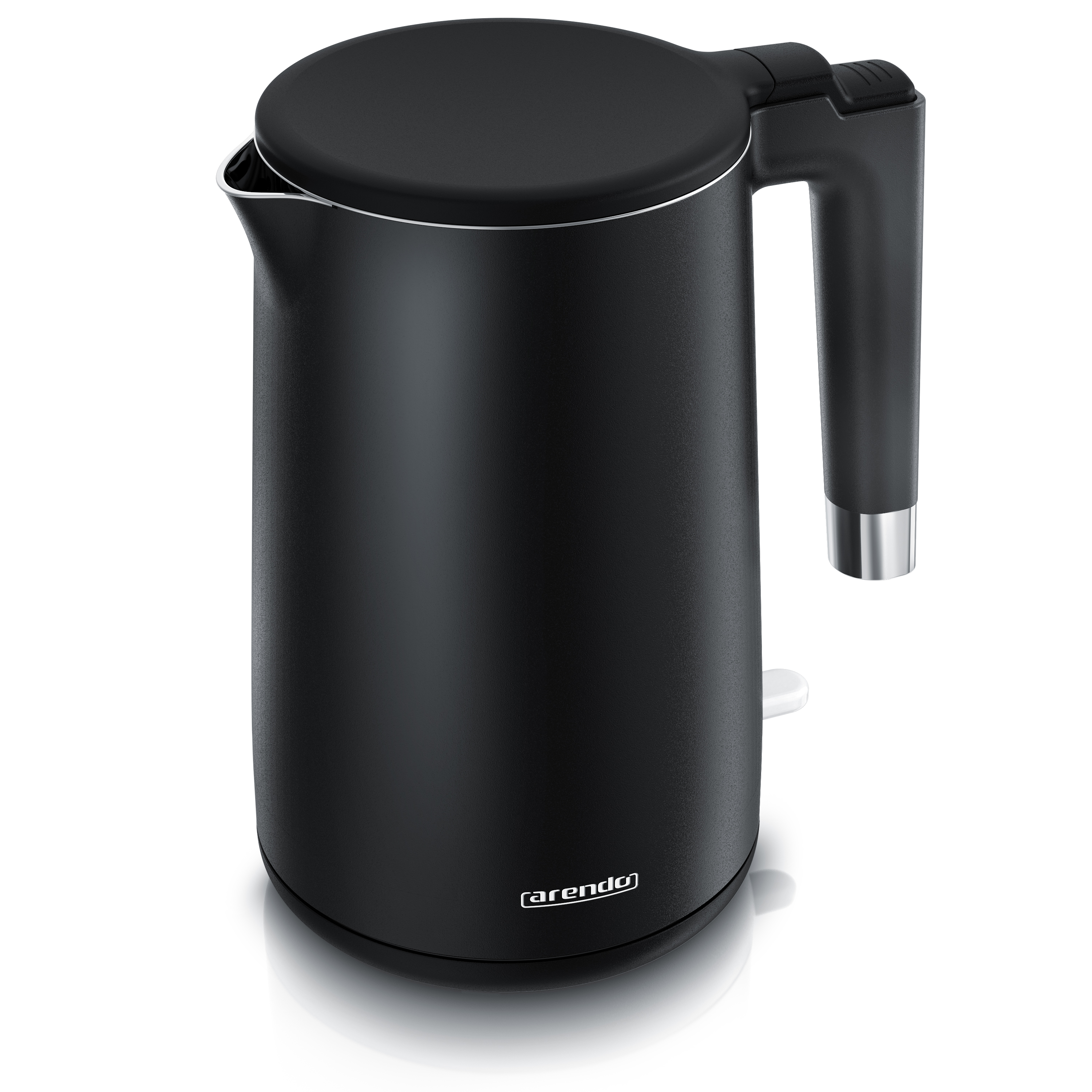 Arendo Wasserkocher, 1,5L, 1850-2200W, Basis, schwarz matt